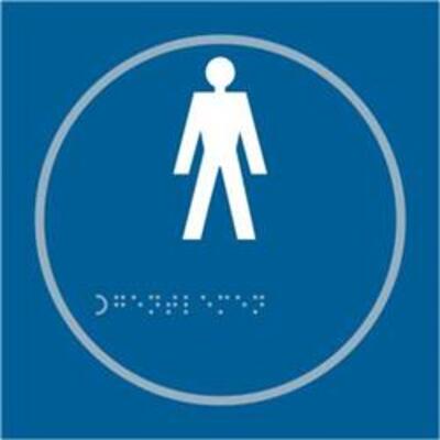 ASEC Gents 150mm x 150mm Taktyle (Braille) Self Adhesive Sign - 1 Per Sheet