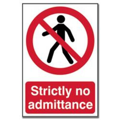 ASEC Strictly No Admittance Sign 200mm x 300mm - 200mm x 300mm