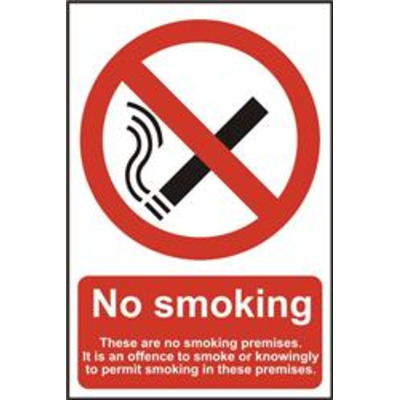 ASEC No Smoking 200mm x 300mm PVC Self Adhesive Sign - Option 3
