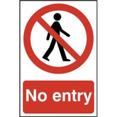 ASEC No Entry 200mm x 300mm PVC Self Adhesive Sign - 1 Per Sheet
