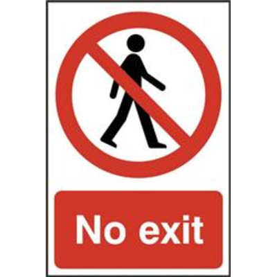 ASEC No Exit 200mm x 300mm PVC Self Adhesive Sign - 1 Per Sheet