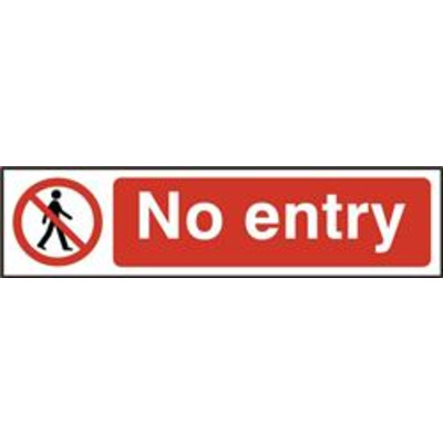 ASEC No Entry 200mm x 50mm PVC Self Adhesive Sign - 1 Per Sheet