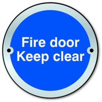 ASEC Fire door Keep clear Sign 75mm - Stainless Steel