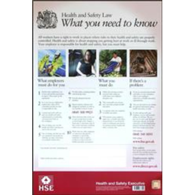 ASEC HSE01 Health & Safety Poster 800mm x 600mm PVC Sign - Single Poster