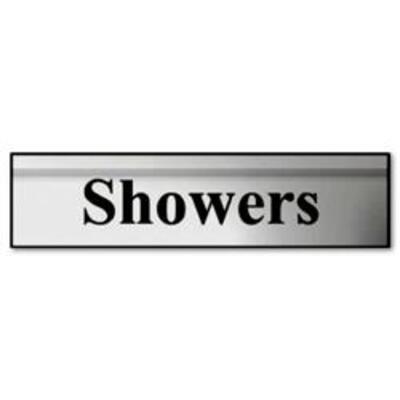 ASEC Showers 200mm X 50mm Silver Self Adhesive Sign - Silver