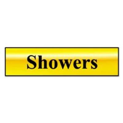 ASEC Showers 200mm X 50mm Gold Self Adhesive Sign - Gold