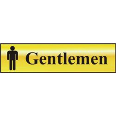ASEC Gentlemen 200mm x 50mm Gold Self Adhesive Sign - 1 Per Sheet