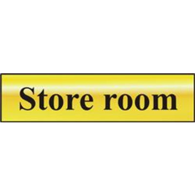 ASEC Store Room 200mm x 50mm Gold Self Adhesive Sign - 1 Per Sheet
