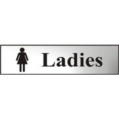 ASEC Ladies 200mm x 50mm Chrome Self Adhesive Sign - 1 Per Sheet