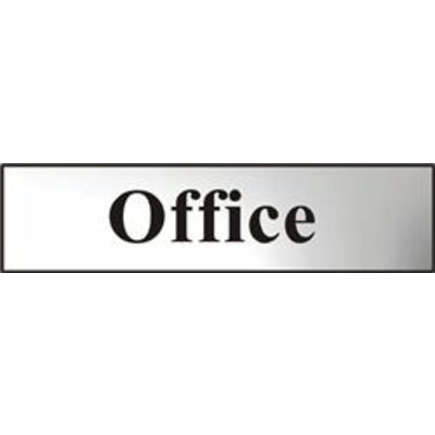 ASEC Office 200mm x 50mm Chrome Self Adhesive Sign - 1 Per Sheet