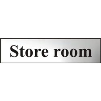 ASEC Store Room 200mm x 50mm Chrome Self Adhesive Sign - 1 Per Sheet