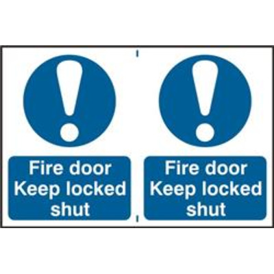 ASEC Fire Door Keep Locked Shut 200mm x 300mm PVC Self Adhesive Sign - 6 Per Sheet