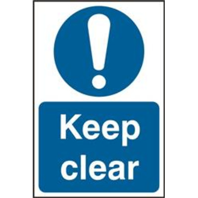ASEC Keep Clear 200mm x 300mm PVC Self Adhesive Sign - 1 Per Sheet