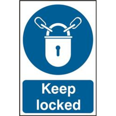 ASEC Keep Locked 200mm x 300mm PVC Self Adhesive Sign - 1 Per Sheet