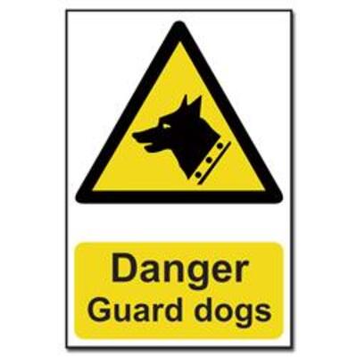 ASEC Danger: Guard Dogs Sign 200mm x 300mm - 200mm x 300mm