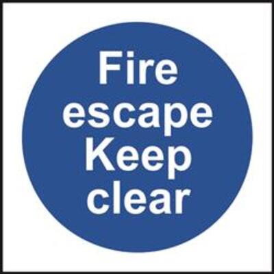 ASEC Fire Escape Keep Clear Sign 100mm x 100mm - 100mm x 100mm