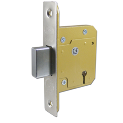 ASEC BS 5 Lever British Standard Deadlock - 64mm 2.5 Inch Brass