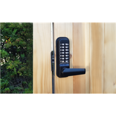 BL4402 ECP MG, free turning lever handle keypad, inside holdback lever handle 28mm ali latch