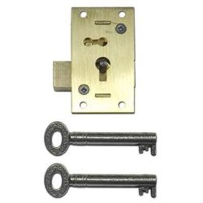 ASEC 51 2 & 4 Lever Straight Cupboard Lock - 4 Lever 75mm SB KD Visi