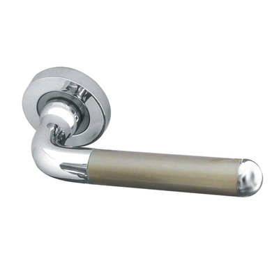 Frelan Hardware Olivia Door Handles On Round Rose, Dual Finish Polished Chrome And Satin Nickel - JV466PCSN (sold in pairs) DUAL FINISH POLISHED CHROME & SATIN NICKEL