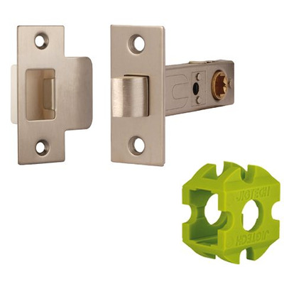 Excel Jigtech 3 Inch Rectangular Passage Latch (Bolt Through), Satin Nickel Finish - JTL4200 PASSAGE LATCH 75MM (3 INCH) SATIN NICKEL FINISH