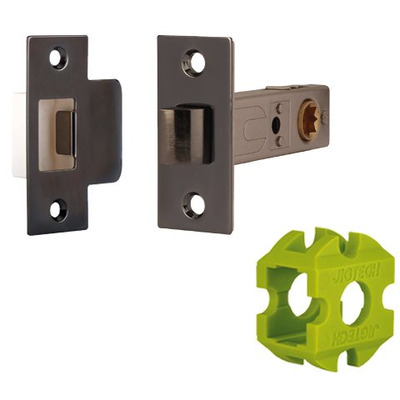 Excel Jigtech 3 Inch Rectangular Passage Latch (Bolt Through), Black Nickel Finish - JTL4300 PASSAGE LATCH 75MM (3 INCH) BLACK NICKEL FINISH
