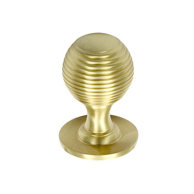 Prima Queen Anne Reeded Solid Cupboard Knobs (25mm, 32mm Or 38mm), Satin Brass - SB974 A) SATIN BRASS - 25mm