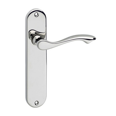Urfic Kensington Premium Range (180mm) Door Handles On Backplate, Polished Nickel - 640-465-04 (sold in pairs) PRIVACY LOCK (118mm)