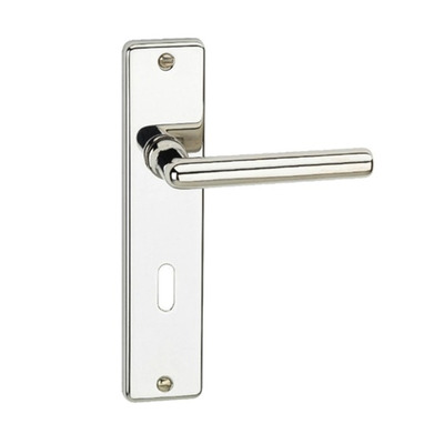 Urfic Calais Style Save Door Handles On Backplate, Polished Nickel - 1680-5215-04 (sold in pairs) LATCH