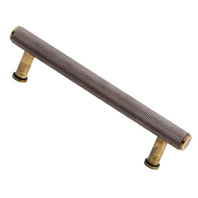 Alexander & Wilks Crispin Knurled T-bar Cupboard Pull Handle (128mm, 160mm OR 224mm c/c), Dark Bronze PVD & Antique Brass - AW809-DBZPVD/AB DARK BRONZE PVD / ANTIQUE BRASS - 224mm c/c