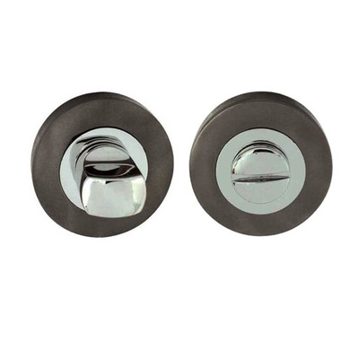 Frelan Hardware Bathroom Turn & Release (50mm x 10mm), Dual Finish Polished Chrome & Black Nickel - JV2666PCBN DUAL FINISH POLISHED CHROME AND BLACK NICKEL
