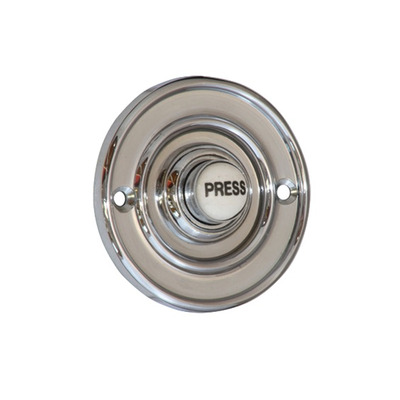 Prima Circular Shaped Bell Push (60mm, 76mm OR 100mm), Polished Chrome - BC1418 POLISHED CHROME - 76mm Diameter