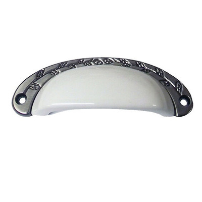 Chatsworth Oxford Cup Handle (Polished Chrome, Antique Brass OR Pewter), White Porcelain - BUL804-WHI POLISHED CHROME, WHITE PORCELAIN