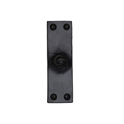 M Marcus Plain Bell Push (103mm x 32mm), Matt Black Rustic Iron - FB348 MATT BLACK RUSTIC IRON