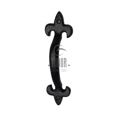 M Marcus Tudor Collection Fleur De Lys Pull Handle (5" OR 7"), Rustic Black Iron - TC385 BLACK IRON - 5"
