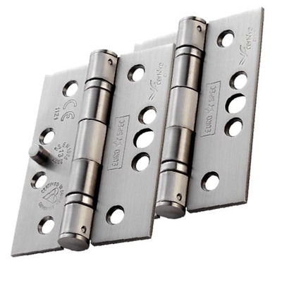 Eurospec Enduro 4 Inch Grade 13 CE Ball Bearing Security Hinges, Satin Stainless Steel - HIN1433SEC/13 (sold in pairs) SATIN (MATT) FINISH - 4 INCH RADIUS EDGE