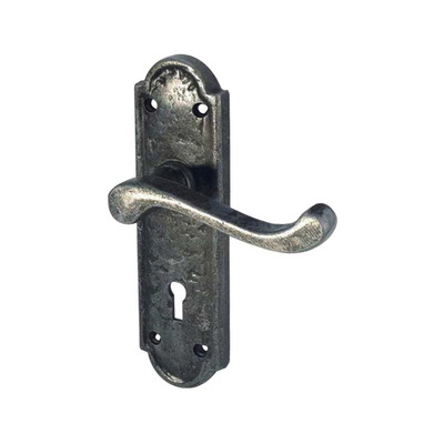 Frelan Hardware Turnberry Door Handles On Backplate, Pewter Finish - PEW300 (sold in pairs) BATHROOM