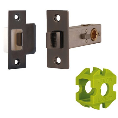 Excel Jigtech 3 Inch Rectangular Privacy Latch (Bolt Through), Black Nickel Finish - JTL4302 PRIVACY LATCH 75MM (3 INCH) BLACK NICKEL FINISH