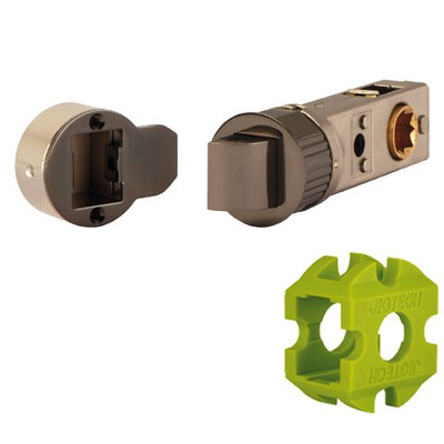 Excel Jigtech 3 Inch Smartlatch (Bolt Through), Black Nickel Finish - JTL4320 PASSAGE SMARTLATCH 75mm (3 INCH) BLACK NICKEL FINISH