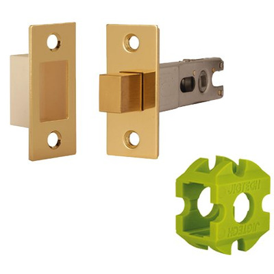Excel Jigtech 3 Inch Rectangular Deadbolt (Bolt Through), Polished Brass Finish - JTL4403 DEADBOLT 75MM (3 INCH) POLISHED BRASS FINISH