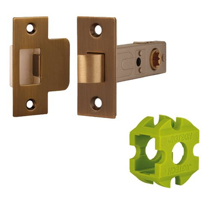 Excel Jigtech 3 Inch Rectangular Passage Latch (Bolt Through), Antique Brass Finish - JTL4500 PASSAGE LATCH 75MM (3 INCH) ANTIQUE BRASS FINISH