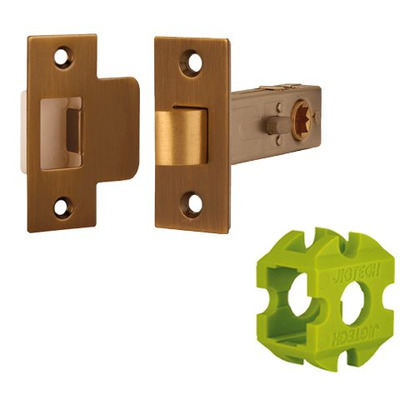 Excel Jigtech 3 Inch Rectangular Privacy Latch (Bolt Through), Antique Brass Finish - JTL4502 PRIVACY LATCH 75MM (3 INCH) ANTIQUE BRASS FINISH