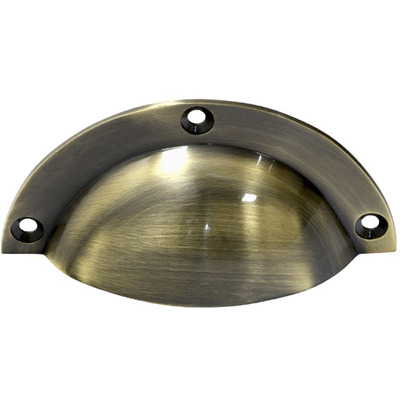 Prima Drawer Pull Cup Handles (90mm x 43mm), Antique Brass - XL159 ANTIQUE BRASS - 90mm x 43mm