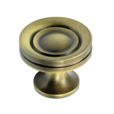 Prima Stepped Solid Cupboard Knobs (25mm, 32mm Or 38mm), Antique Brass - XL1301 ANTIQUE BRASS - 38mm