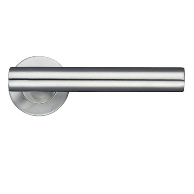 Zoo Hardware ZCS2 Contract T-Bar Lever On Round Rose, Satin Stainless Steel - ZCS2130SS (sold in pairs) SATIN STAINLESS STEEL