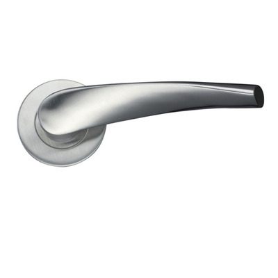 Zoo Hardware ZCS2 Contract Curved Lever On Round Rose, Satin Stainless Steel - ZCS2140SS (sold in pairs) SATIN STAINLESS STEEL