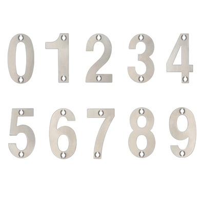 Zoo Hardware ZSN Numerals 75mm (0-9), Satin Stainless Steel - ZSNASS SATIN STAINLESS STEEL - 8