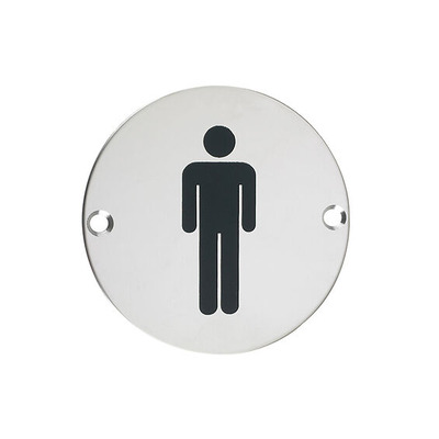 Zoo Hardware ZSS Door Sign - Male Sex Symbol, Polished Stainless Steel - ZSS01PS POLISHED STAINLESS STEEL - MALE