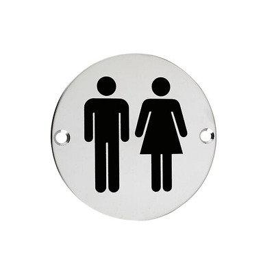 Zoo Hardware ZSS Door Sign - Unisex Symbol, Polished Stainless Steel - ZSS03PS POLISHED STAINLESS STEEL