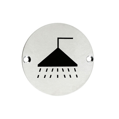 Zoo Hardware ZSS Door Sign - Shower Symbol, Satin Stainless Steel - ZSS04SS SATIN STAINLESS STEEL